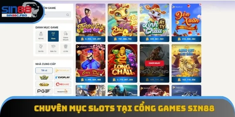 Chuyên mục Slots tại Cổng Games Sin88 tập trung xây dựng giao diện hiện đại Chuyên mục Slots tại Cổng Games Sin88 tập trung xây dựng giao diện hiện đại